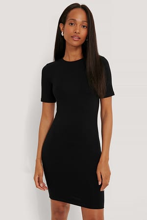 Short Sleeve Dress Black | NA-KD