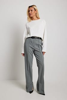 Side Slit Tailored Pants Grey | NA-KD