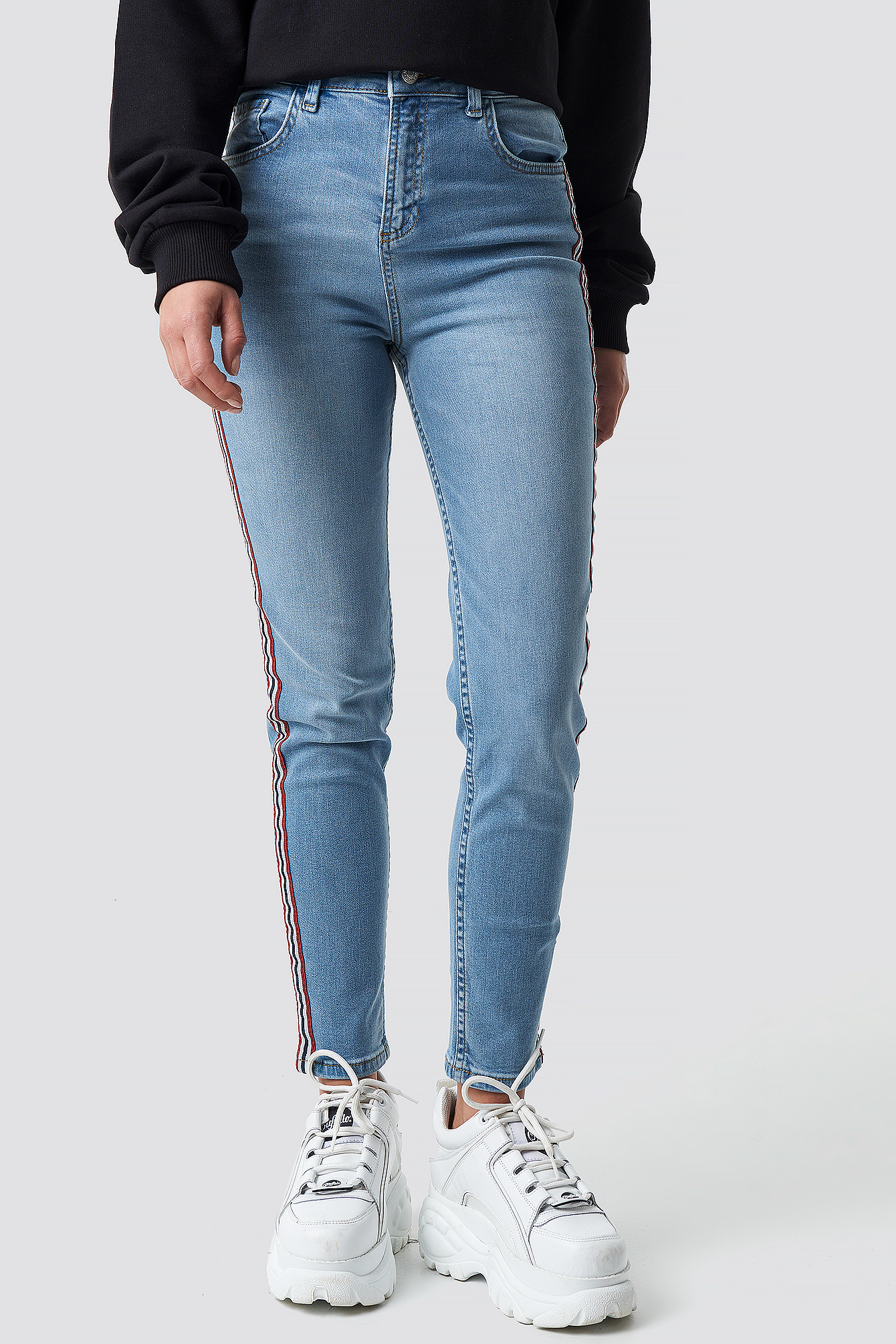 Side striped sale skinny jeans