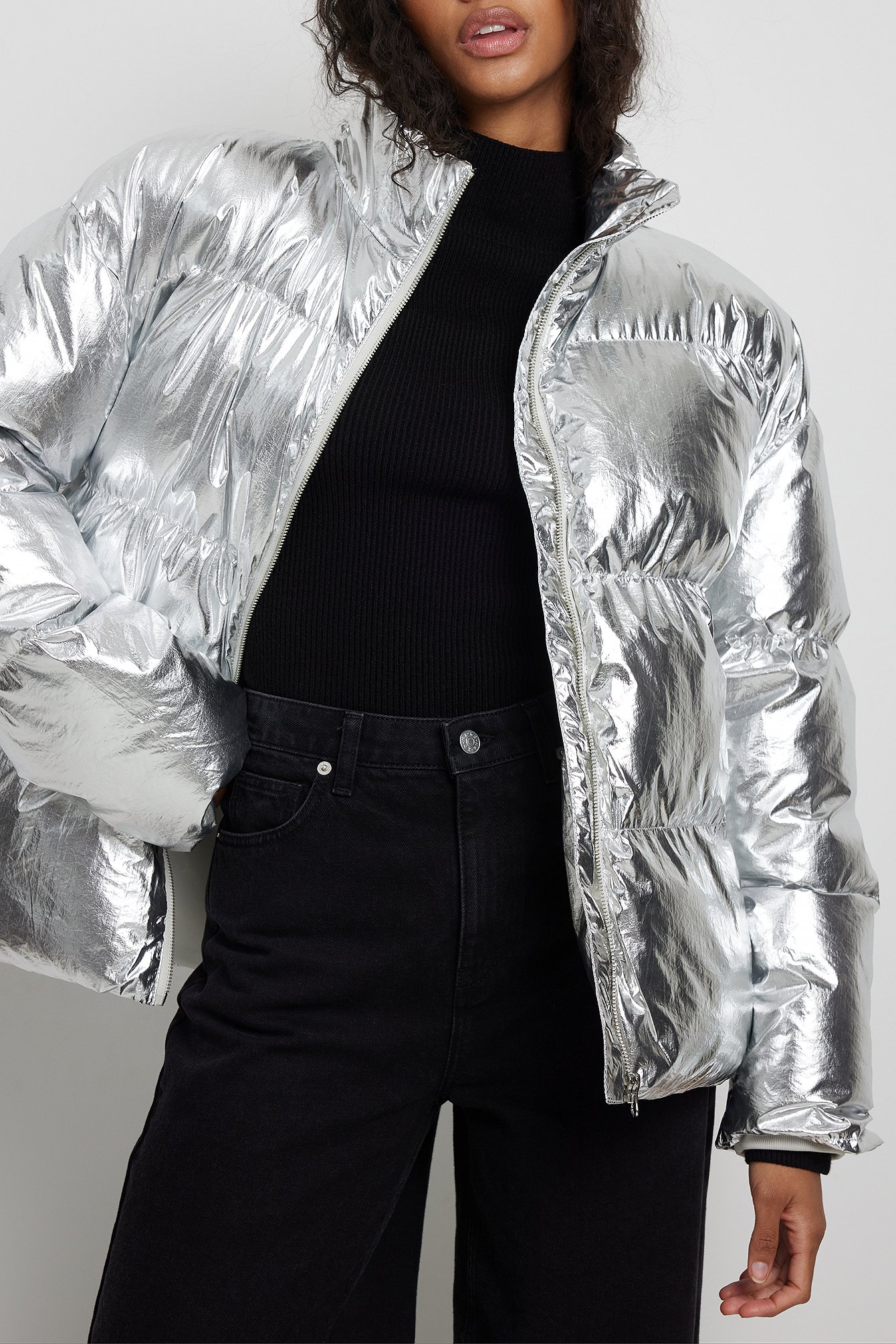 Silver on sale puffa coat