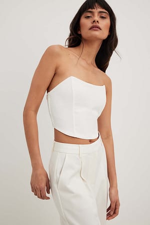 Recycled Smock Back Corset Top White | NA-KD