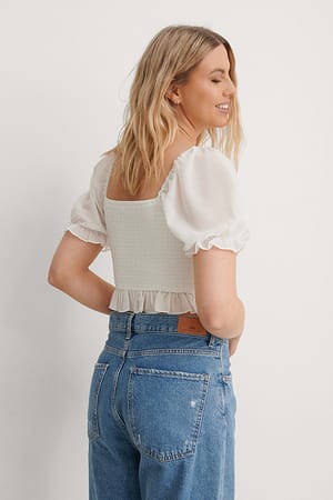 Smocked Cropped Top White | NA-KD