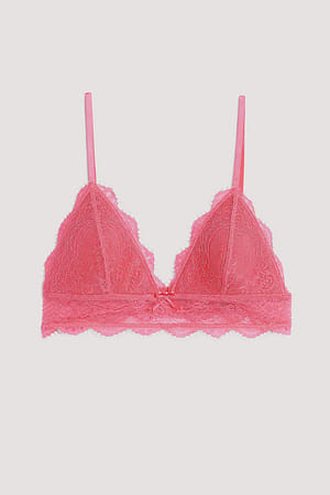Brand New Women's Bershka Lace Triangle Bra - Pink - Size Small