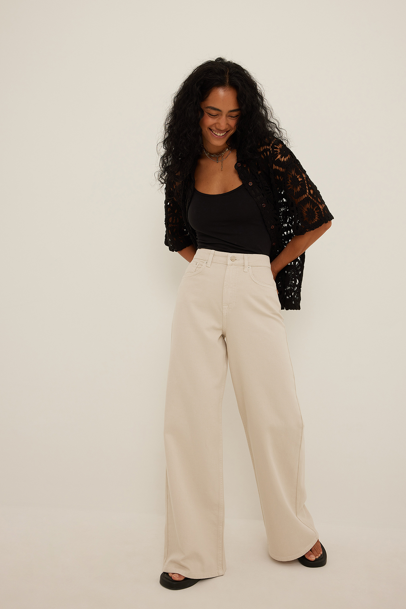 John Lewis Jersey Wide Leg Trousers Navy at John Lewis  Partners