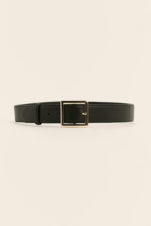Squared Buckle Leather Belt Black | NA-KD