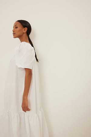 Veilig Kleuterschool olie Katoenen jurk met vierkante halslijn Wit | NA-KD