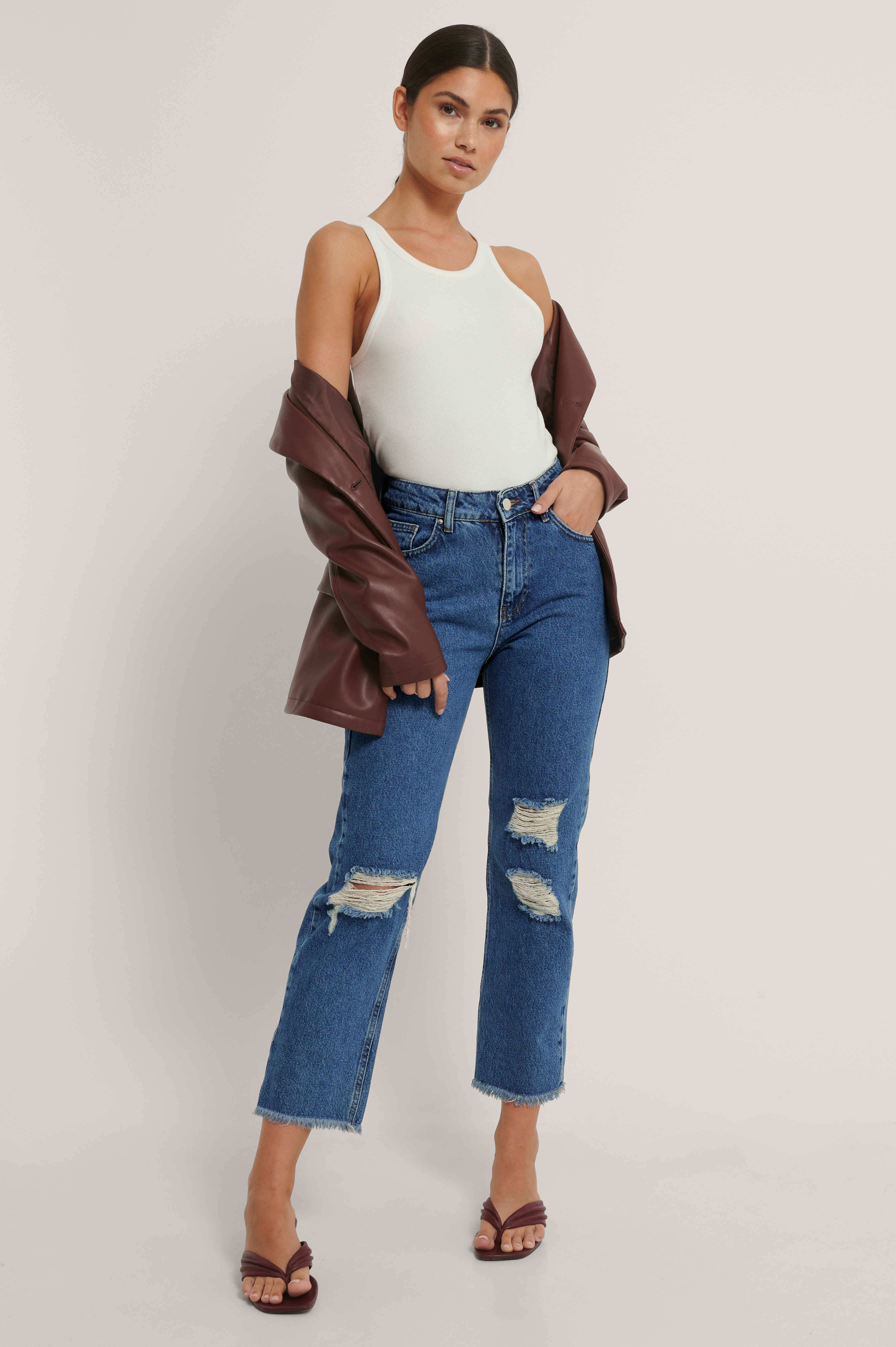 Nakd raw hem straight sale leg jeans