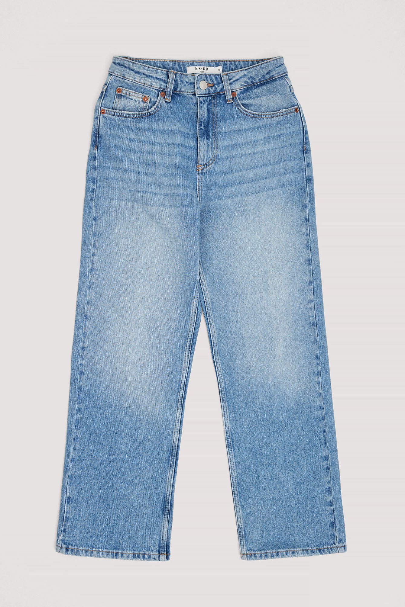 Straight High Waist Cropped Jeans Blue | NA-KD