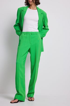 Green Återvunna kostymbyxor med raka ben