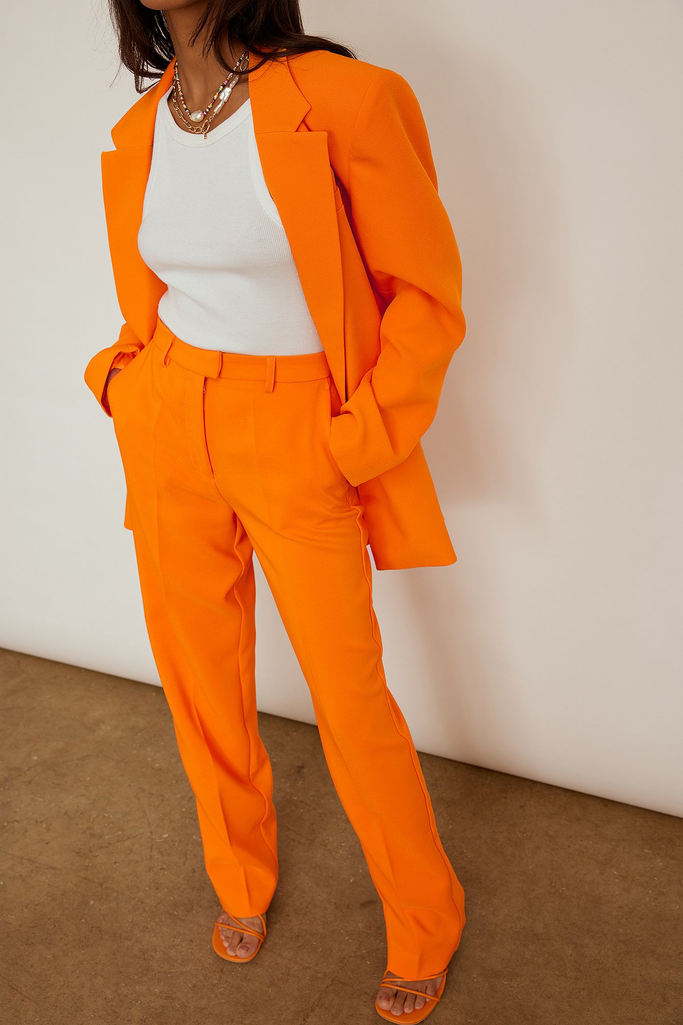 Straight Leg Suit Pants Orange | NA-KD