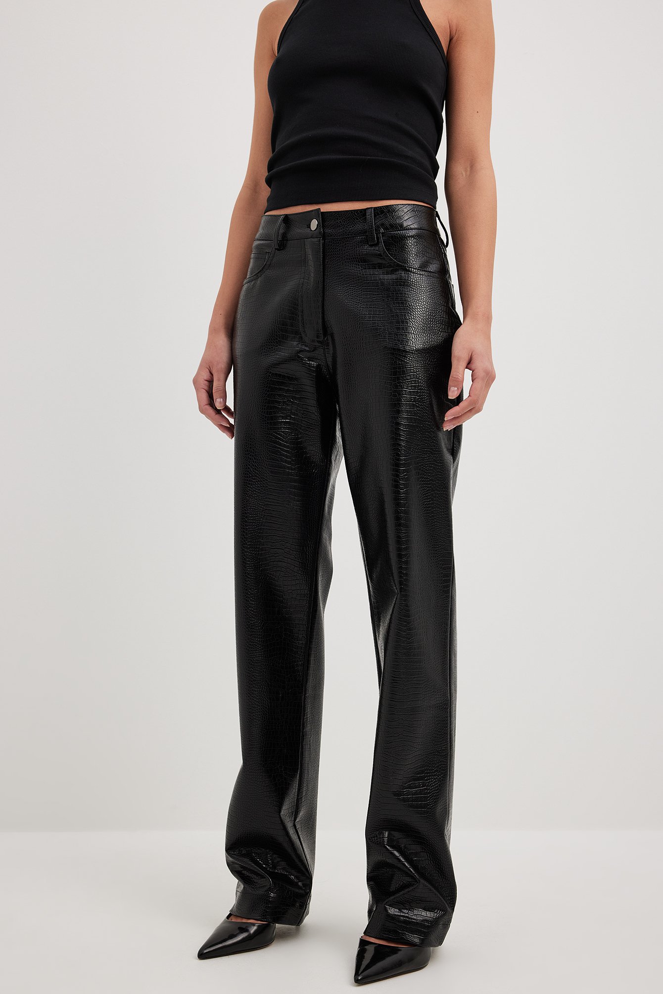 Faux Leather Straight Leg Trousers  Nasty Gal