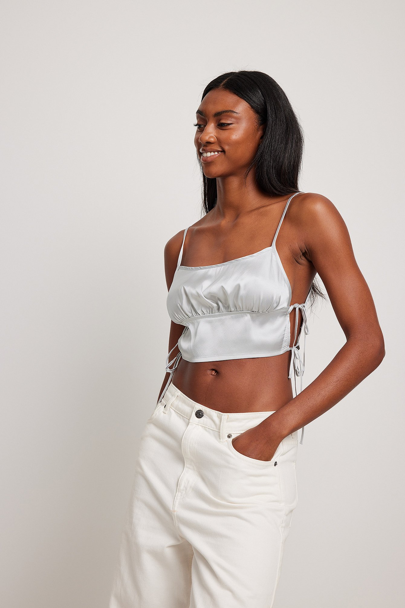 Grey satin cami top online