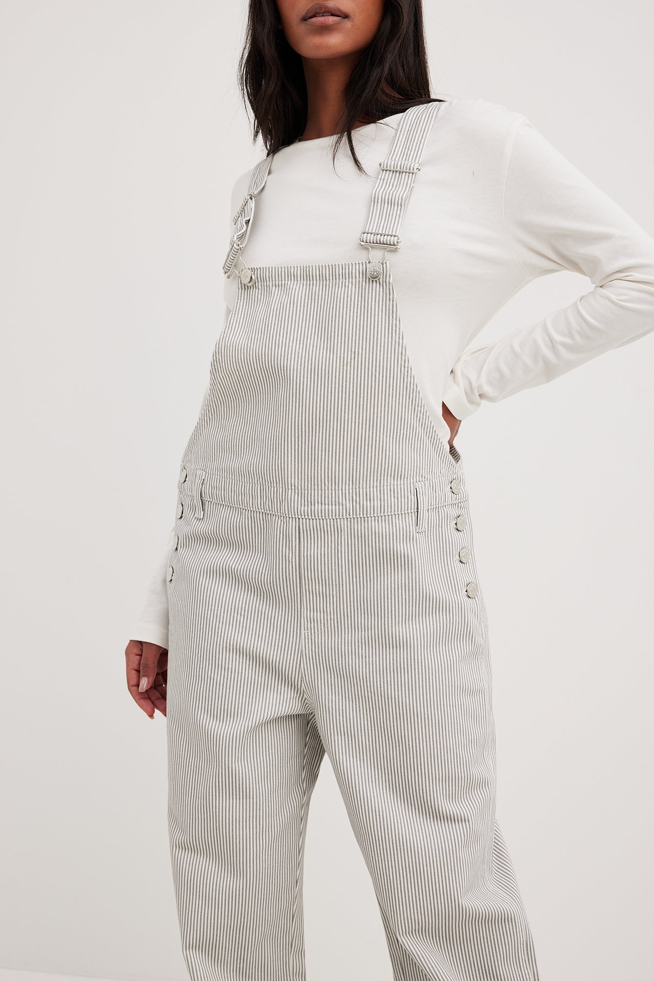 Striped hotsell denim jumpsuit