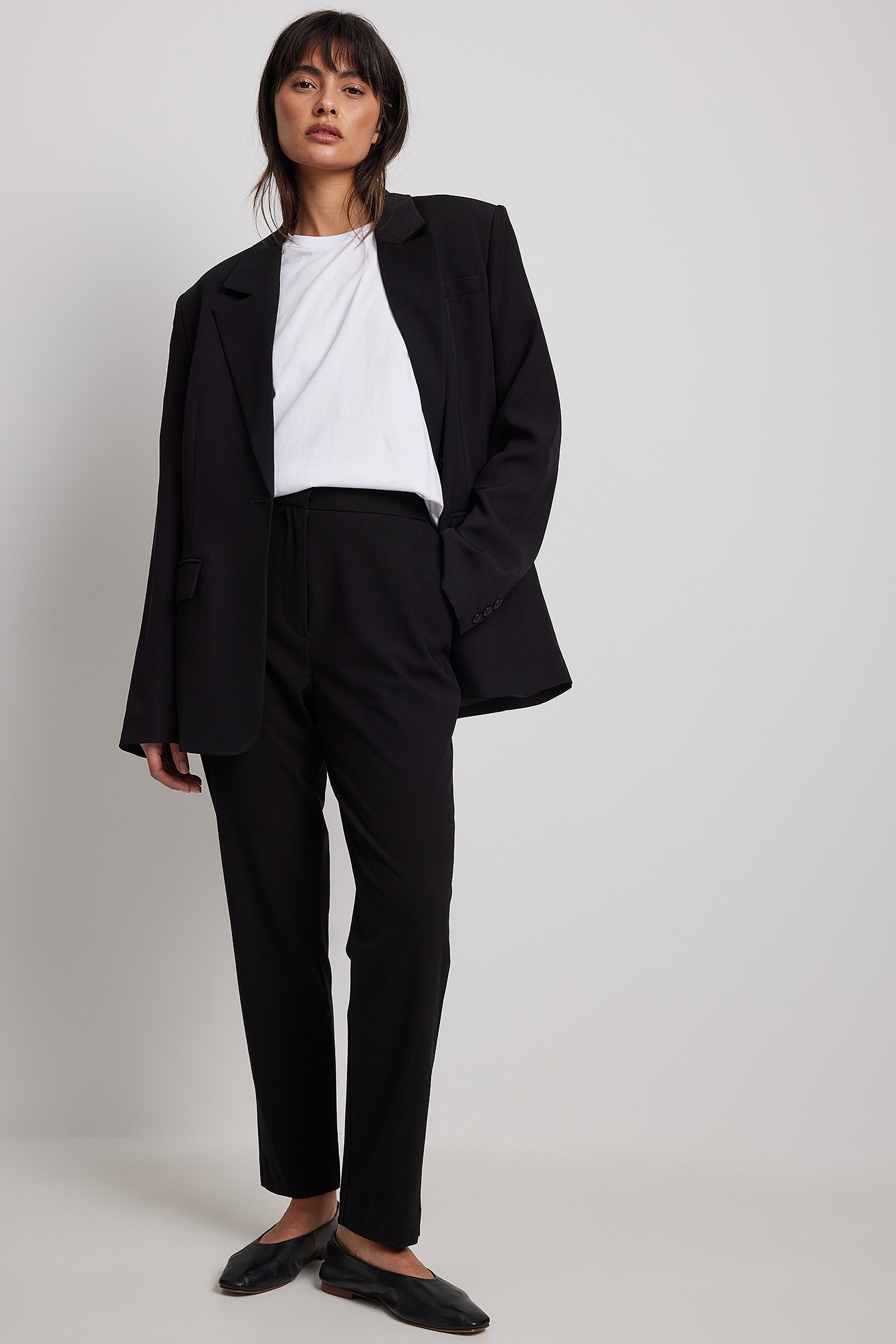 High Rise Cropped Suit Pants Black | NA-KD