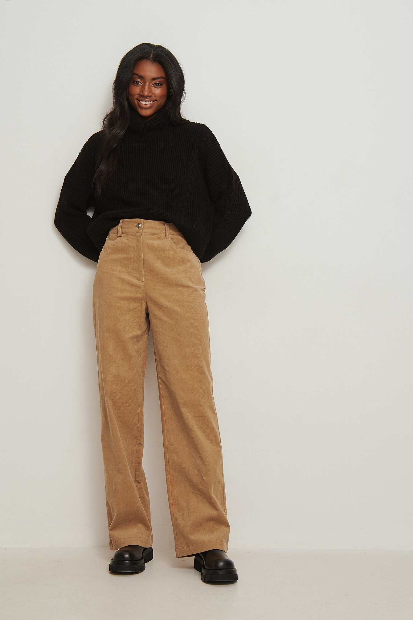 Corduroy straight sale leg trousers