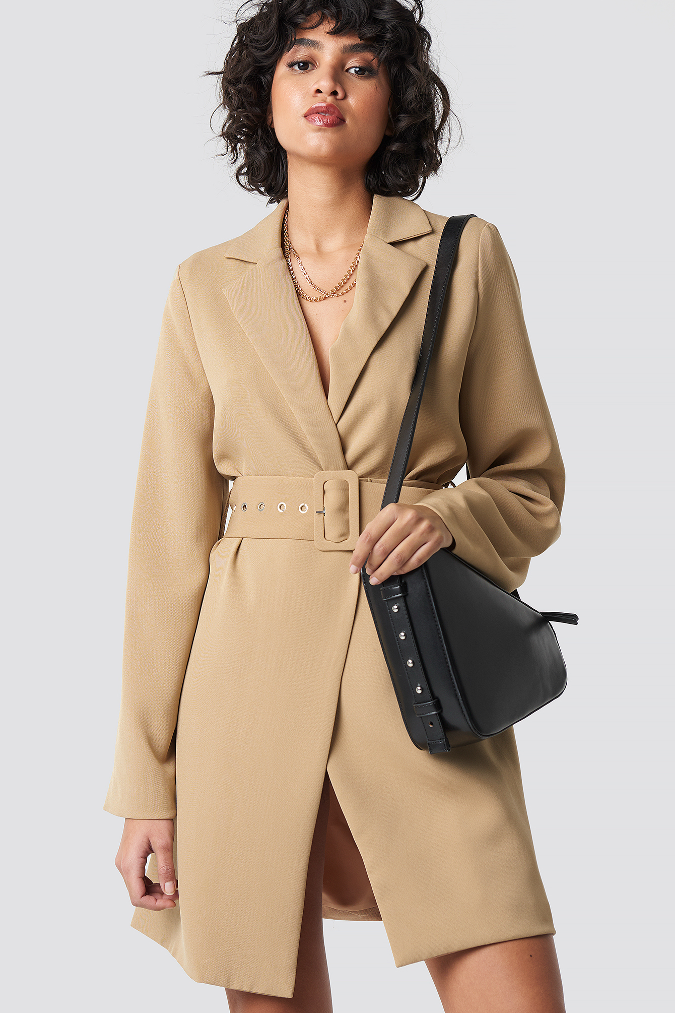 Wide sleeve belted sales blazer dress