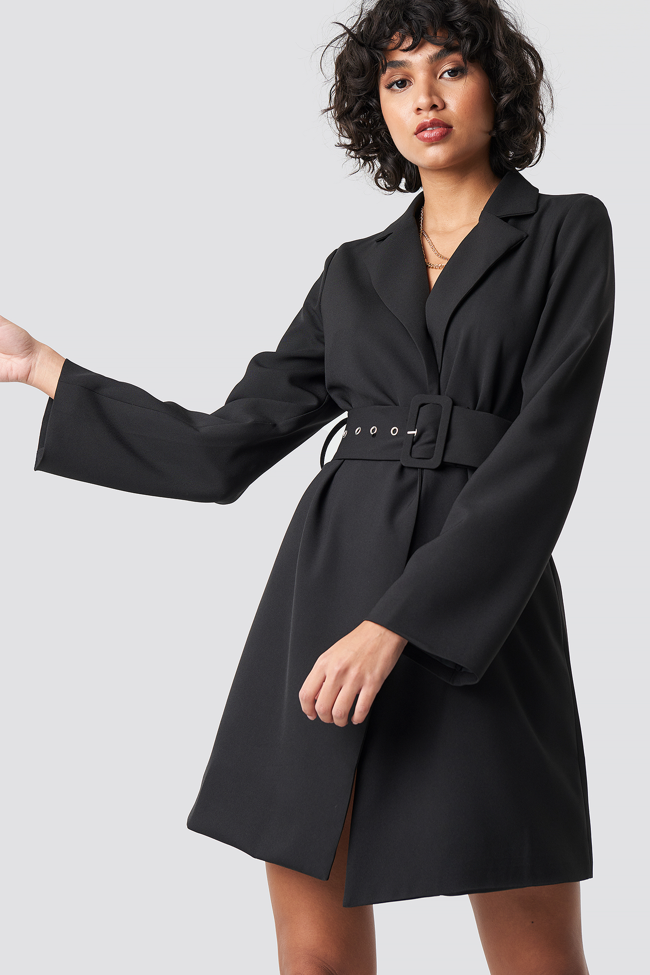 Wide sleeve belted sales blazer dress