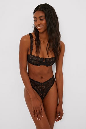 Buy Lace Detail Balconette Bra and Thongs Set