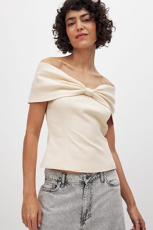 Sandshell Off Shoulder Bow Detail Top