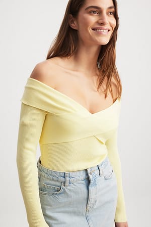 Yellow Off Shoulder Long Sleeve Top