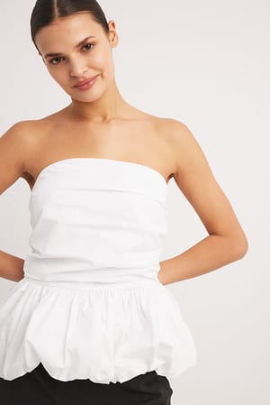 Bandeau Top White Strapless Top Tube Tops for Women with Built in