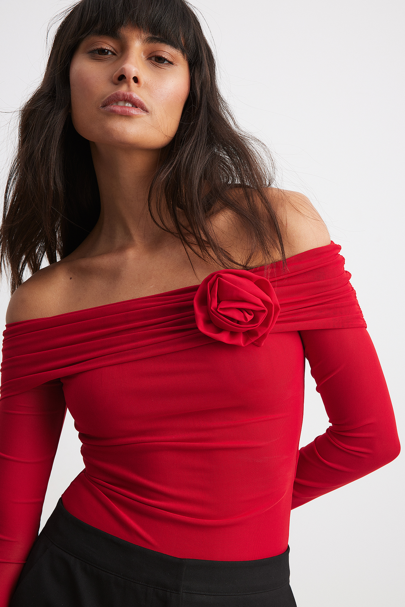 Red open 2024 shoulder top