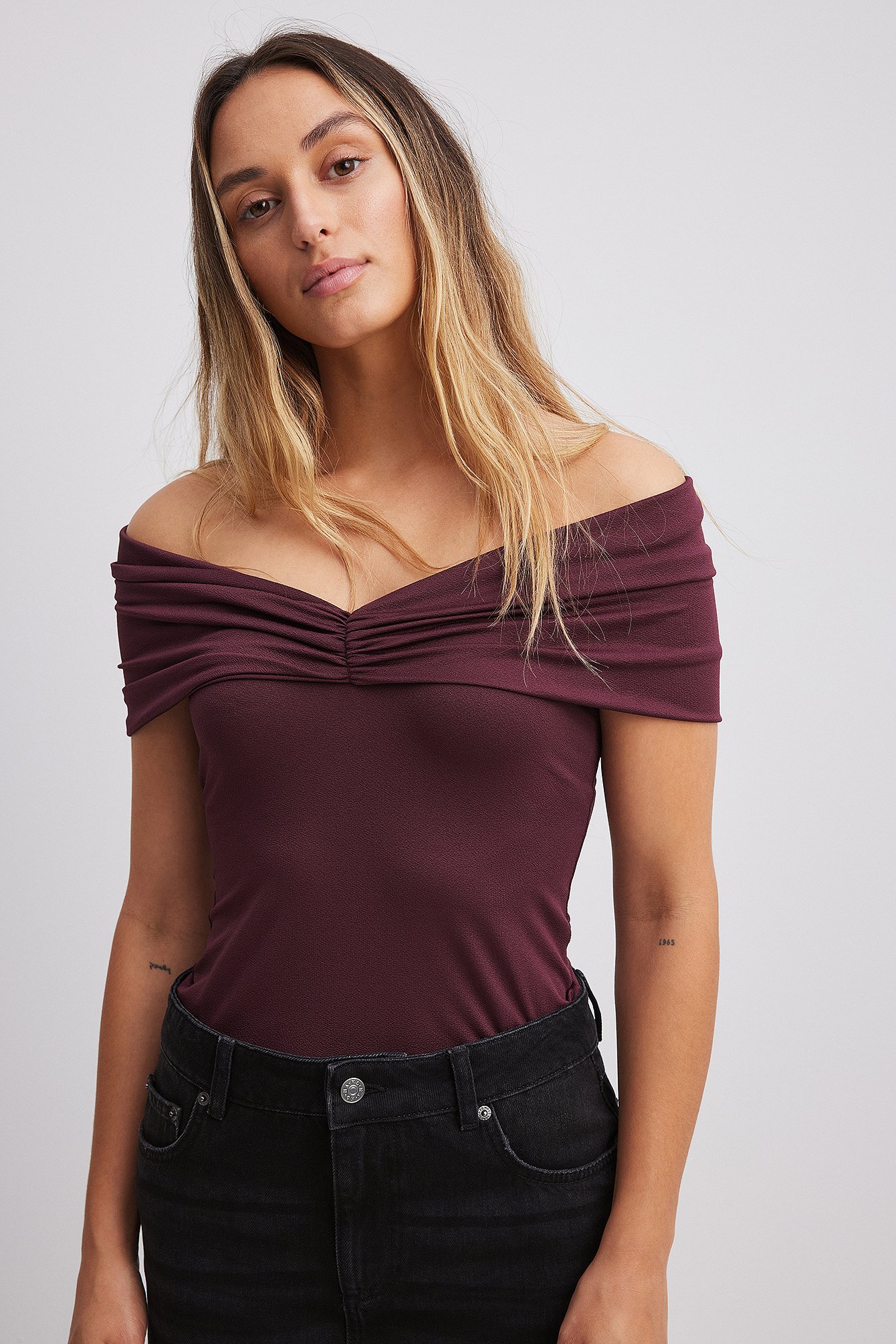 Maroon off shoulder discount top