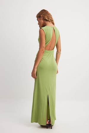 Green Vestido largo de espalda abierta
