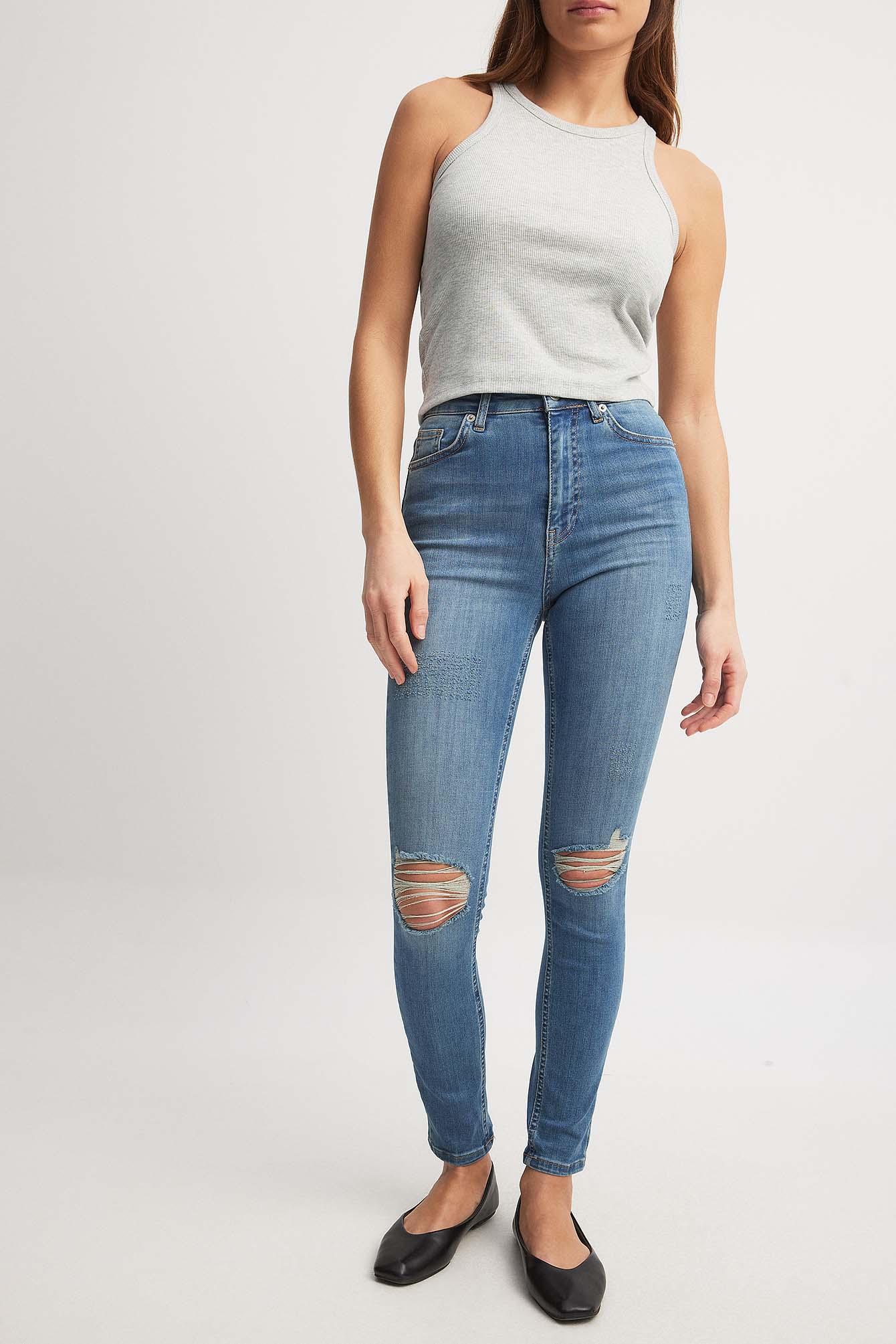 Grey ripped online jeans womens