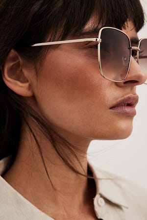 Beige Okulary przeciwsłoneczne w stylu retro
