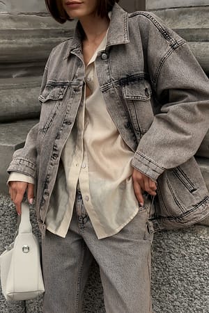 Grey Klassisk jakke i overstørrelse i denim