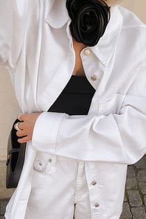 Oversized Denim Shirt White | NA-KD