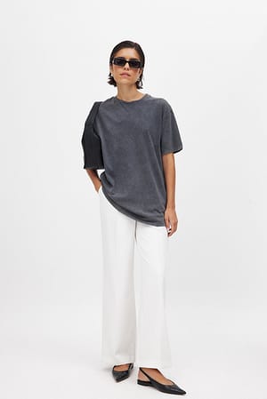 Grey Oversized syrevasket t-skjorte