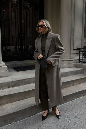 Oversized Big Shoulder Wool Blend Coat Grey | NA-KD