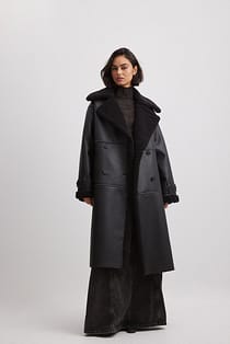 Oversized Bonded Coat Black | NA-KD