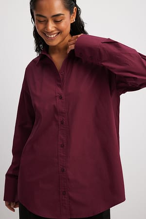 Burgundy Oversize bomuldskjorte