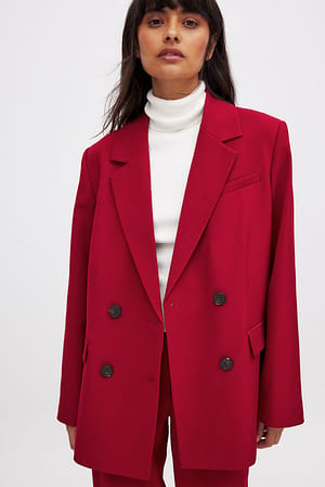 Red Gerecyclede oversized double-breasted blazer