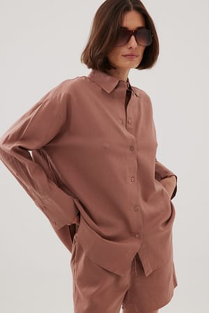 Dusty Pink Oversize-Hemd aus Leinenmischung