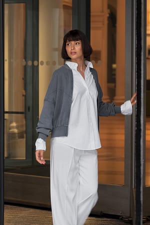 White Oversized langermet skjorte i bomull