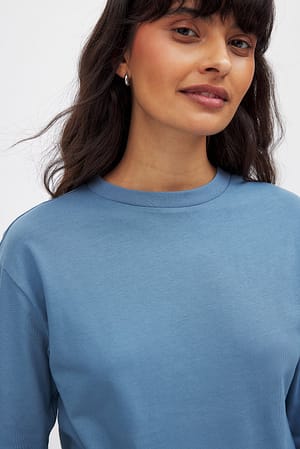 Blue Långärmad oversize topp