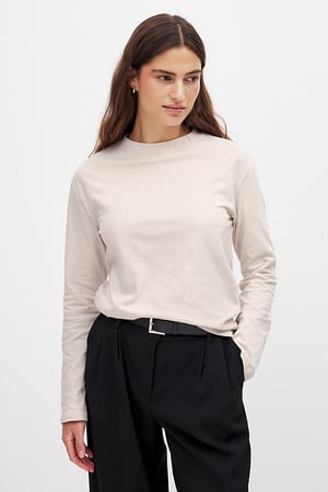 Beige Långärmad oversize topp