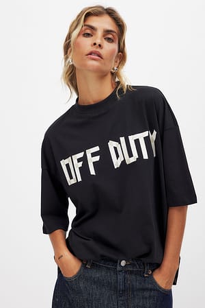 Black Oversized Printed T-Shirt