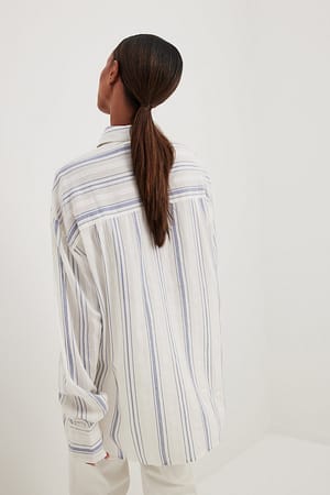 Blue Stripe Skjorte i overstørrelse med lange ærmer og striber