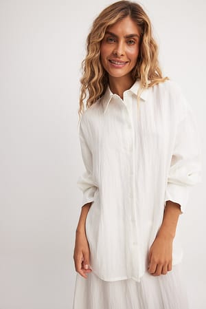 White Oversized overhemd met structuur