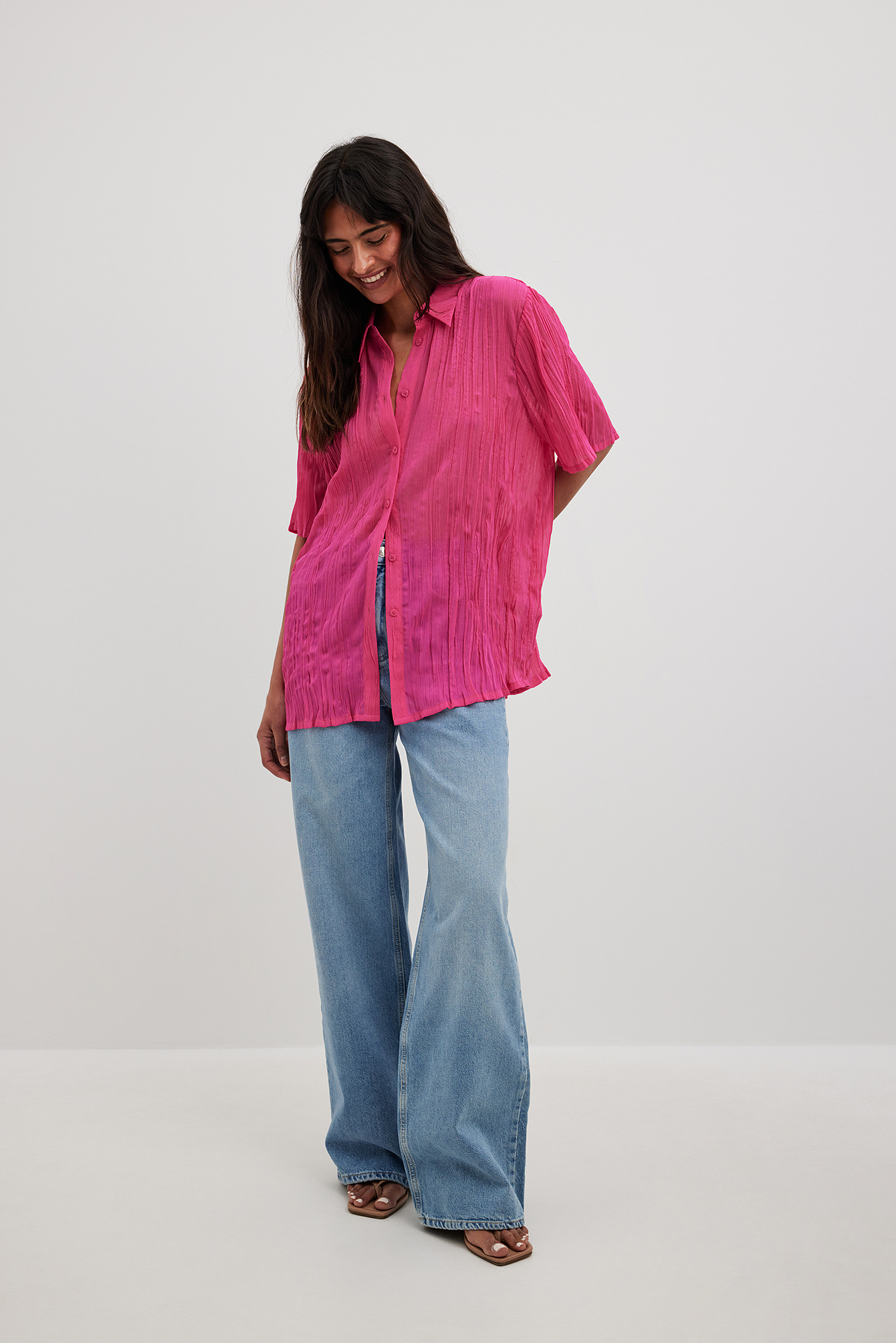 Pink button outlet up shirt womens