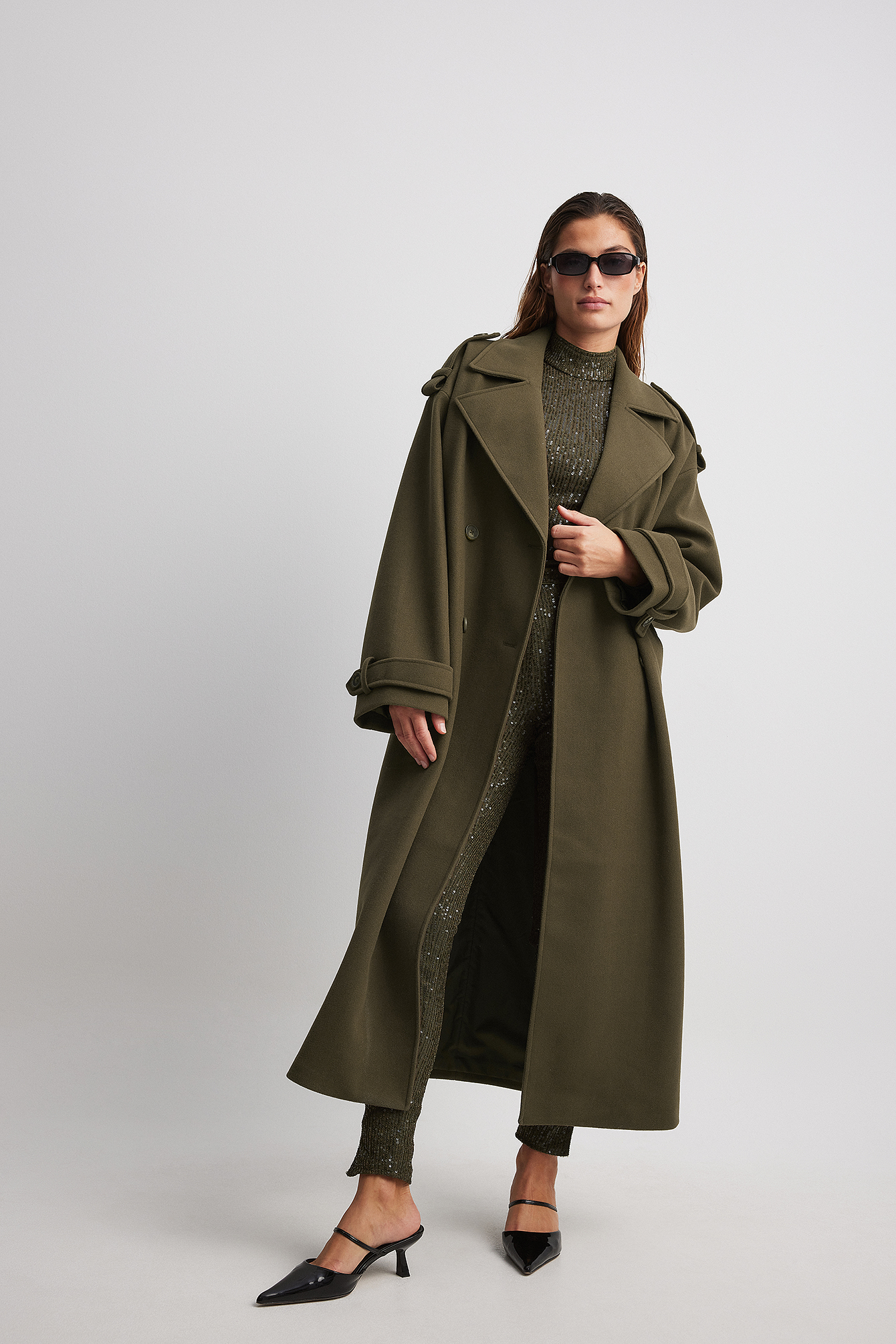 Dark green trench outlet coat