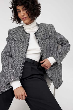 Black/White Oversized tweed jack