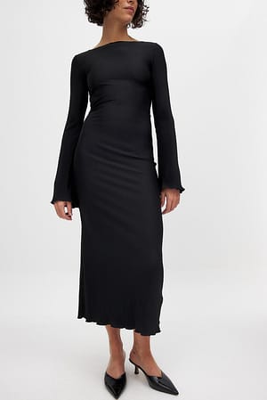 Black Geplooide midi-jurk