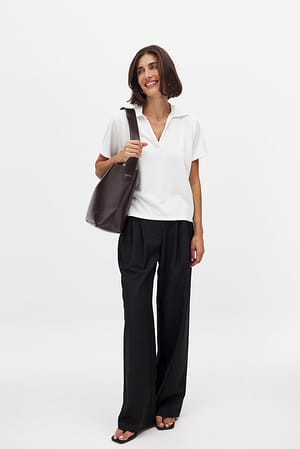 Black Pleated Wide Leg Relaxed Pants