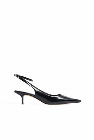 Black Pointy Ankle Strap Pumps